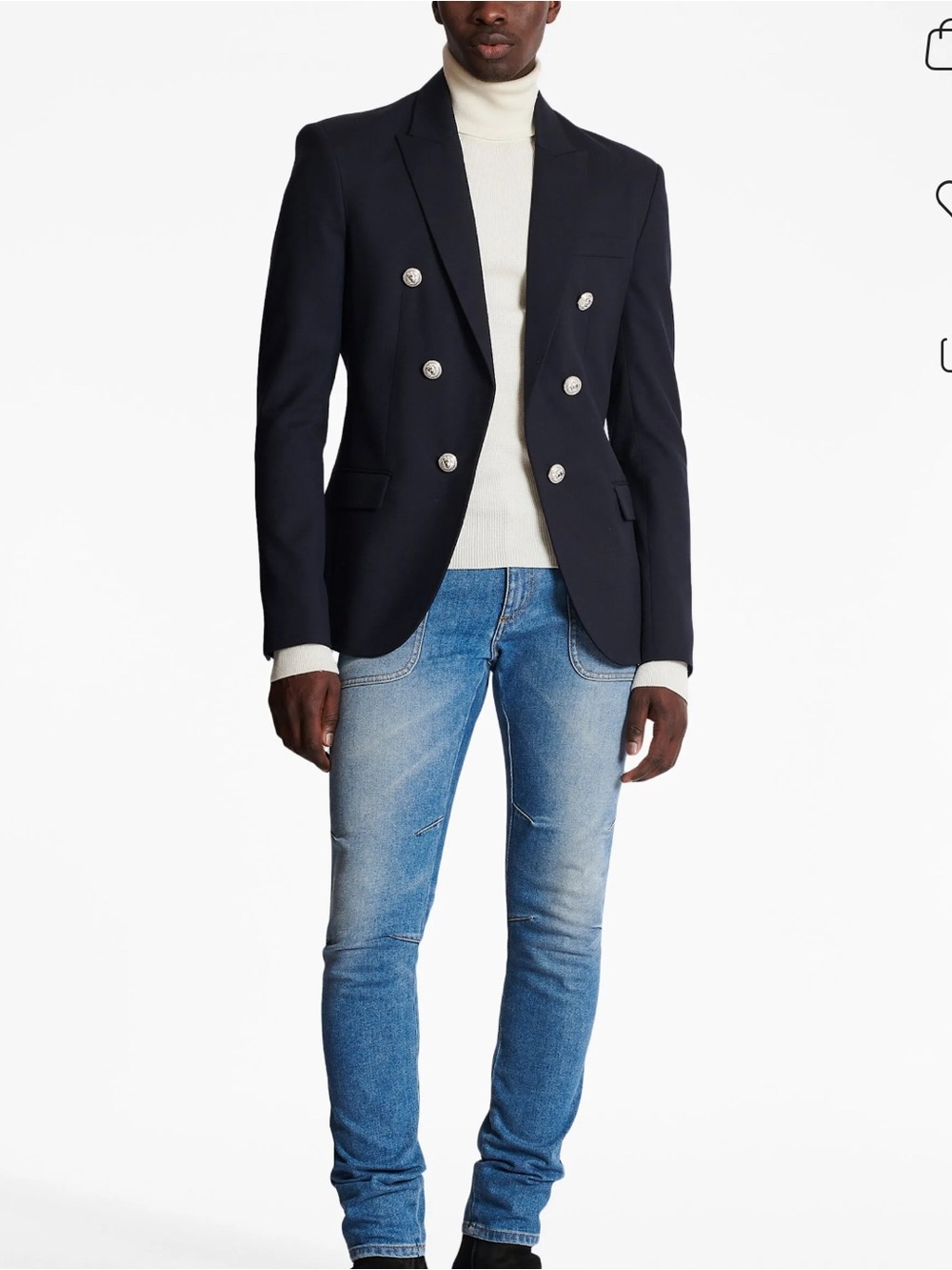 Balmain-⚜️Black Double-Breasted Blazer with Gold Buttons